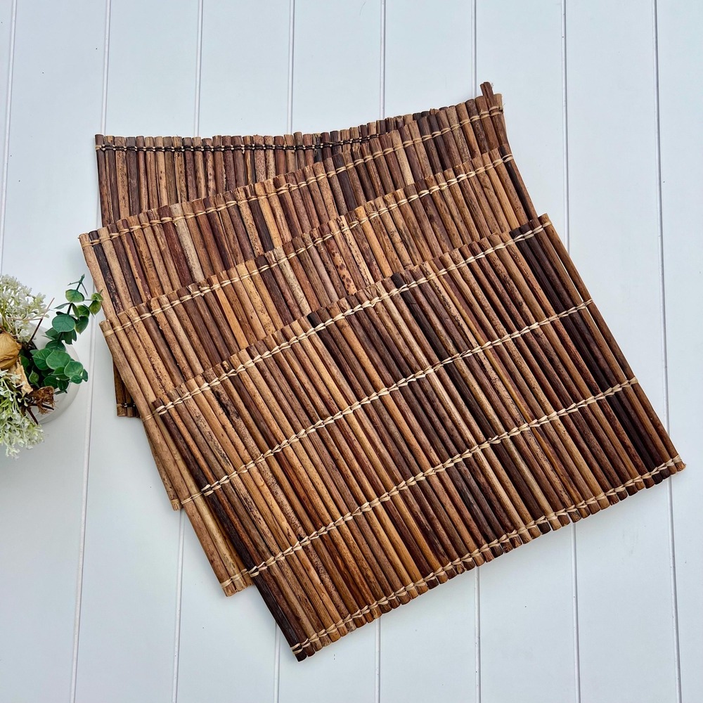 Vintage Natural Bamboo Placemats | Set of 4 | Table Decor